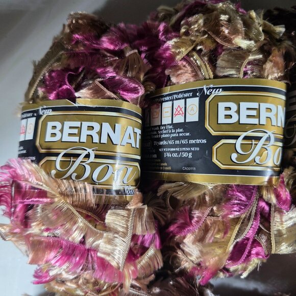 Bernat Boa Furs Yarn Lot Of 13 Skeins Polyester Brown Pink Multicolor craft - Picture 2 of 8